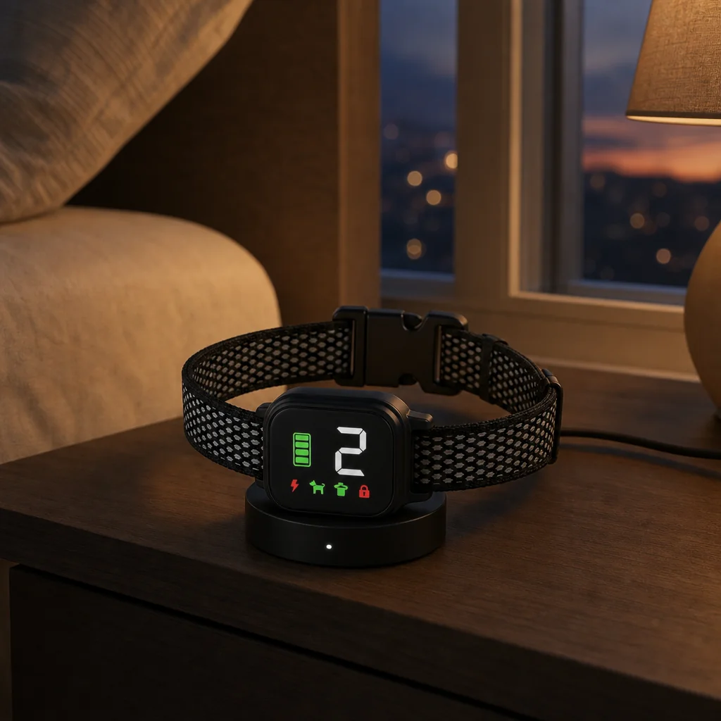 Collar charging on a bedside pad