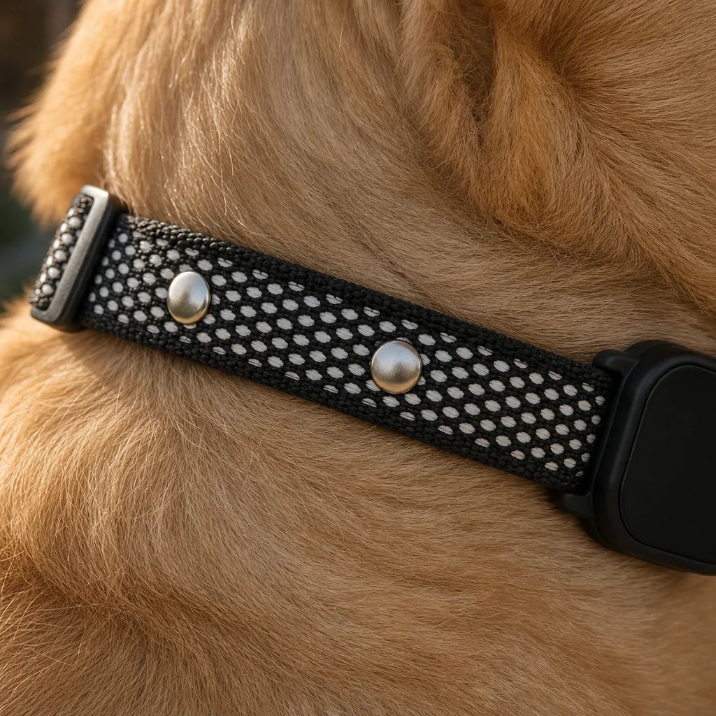Comfortable collar strap on a dog neck