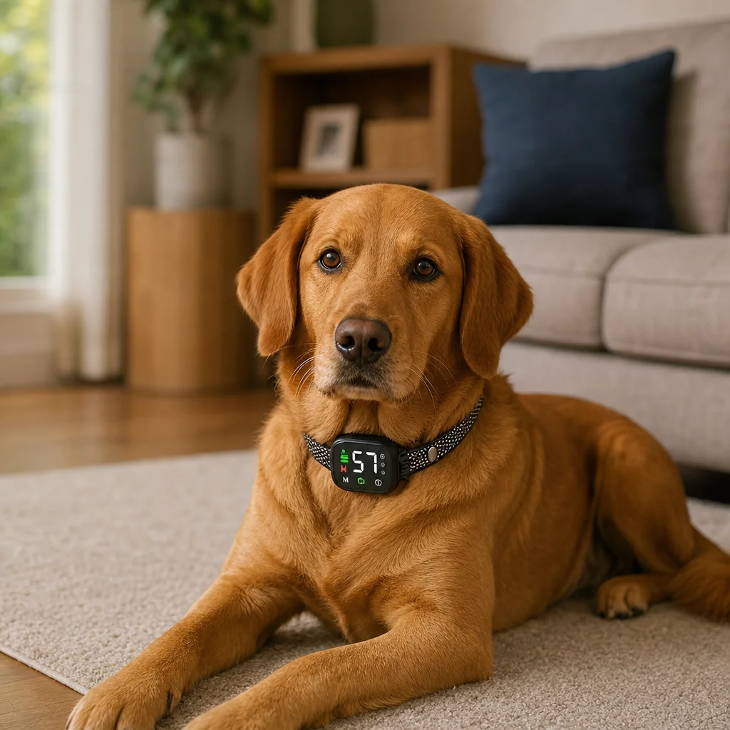 Dog resting calmly at home