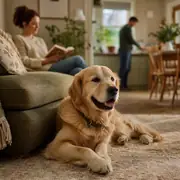 Dog resting calmly at home